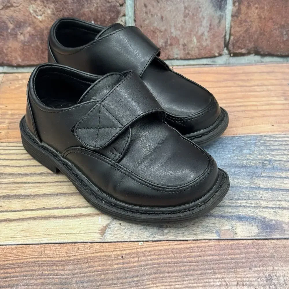 Lito Children's Boys Black Leather Strap Dress Shoes Oxford Wedding Sz Toddler 8
